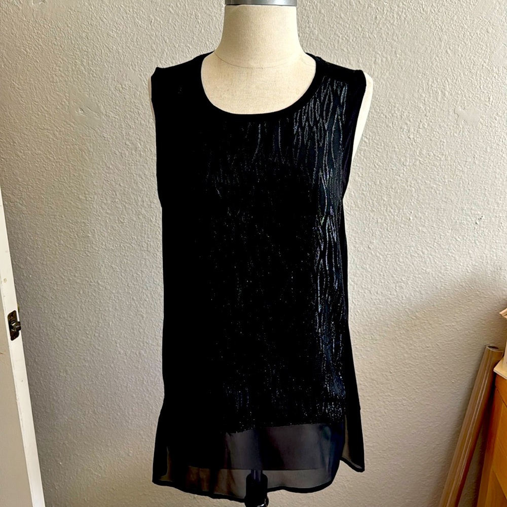 Black holiday sleeveless shimmer blouse